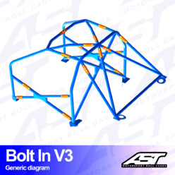 Arceau 6 Points à Boulonner AST Rollcages V3 pour Audi S3 8L - 3 Portes, Quattro - FIA