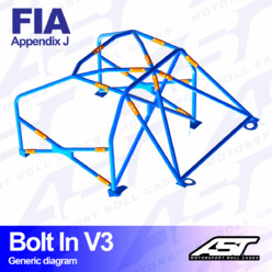 Arceau 6 Points à Boulonner AST Rollcages V3 pour VW Golf 4 - 3 Portes (Traction) - FIA