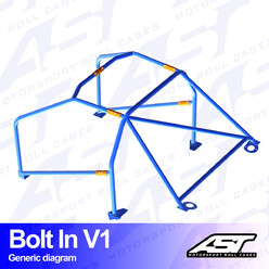 Arceau 6 Points à Boulonner AST Rollcages V1 pour Audi A3 8L - 3 Portes, Quattro - FIA