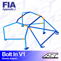 Arceau 6 Points à Boulonner AST Rollcages V1 pour Nissan Sunny - FIA