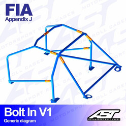 Arceau 6 Points à Boulonner AST Rollcages V1 pour Toyota Yaris XP10 - 3 Portes - FIA