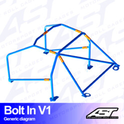 Arceau 6 Points à Boulonner AST Rollcages V1 pour VW Golf 4 - 3 Portes (4 Motion) - FIA