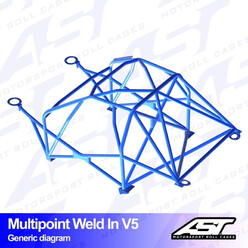 Arceau 10 Points à Souder AST Rollcages V5 pour Audi A1 8X (3 Portes, Traction)