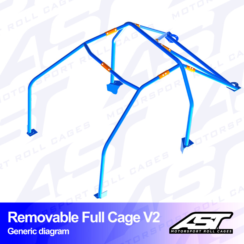 Arceau 6 Points à Boulonner AST Rollcages V2 Démontable pour Audi A3 8V - 4 Portes, Quattro