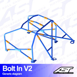 Arceau 6 Points à Boulonner AST Rollcages V2 pour Fiat Panda 4x4 - FIA