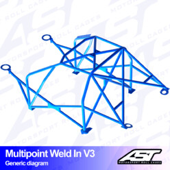 Arceau 10 Points à Souder AST Rollcages V3 pour VW Golf 4 - 3 Portes (4 Motion)