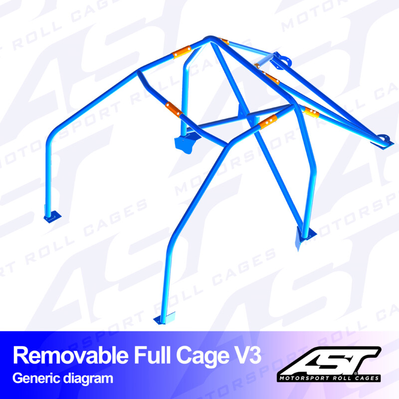 Arceau 6 Points à Boulonner AST Rollcages V3 Démontable pour Audi A3 8V - 5 Portes, Sportback, Quattro