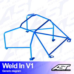 Arceau 8 Points à Souder AST Rollcages V1 pour VW Golf 4 - 3 Portes (4 Motion)
