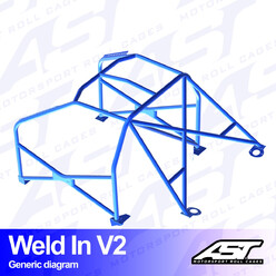 Arceau 8 Points à Souder AST Rollcages V2 pour Audi A3 8L - 3 Portes, Quattro