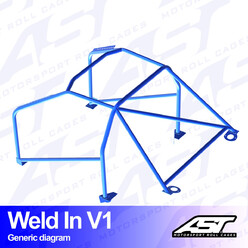 Arceau 8 Points à Souder AST Rollcages V1 pour Audi S3 8L - 3 Portes, Traction