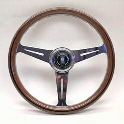 Volant Nardi Classic ND36, Bois, Branches Chromées, Plat