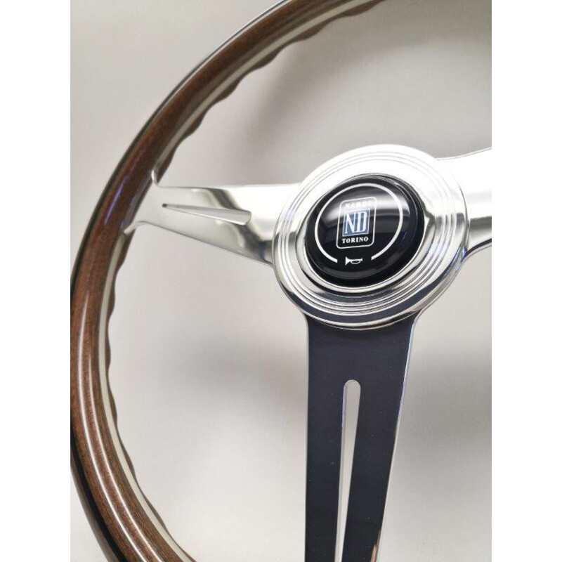 Volant Nardi Classic ND36, Bois, Branches Chromées, Plat