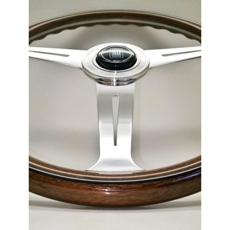 Volant Nardi Classic ND36, Bois, Branches Chromées, Plat