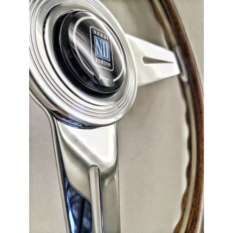Volant Nardi Classic ND36, Bois, Branches Chromées, Plat