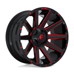 Fuel D643 Contra 20x10 8x165.1 ET-18, Noir Brillant & Rouge