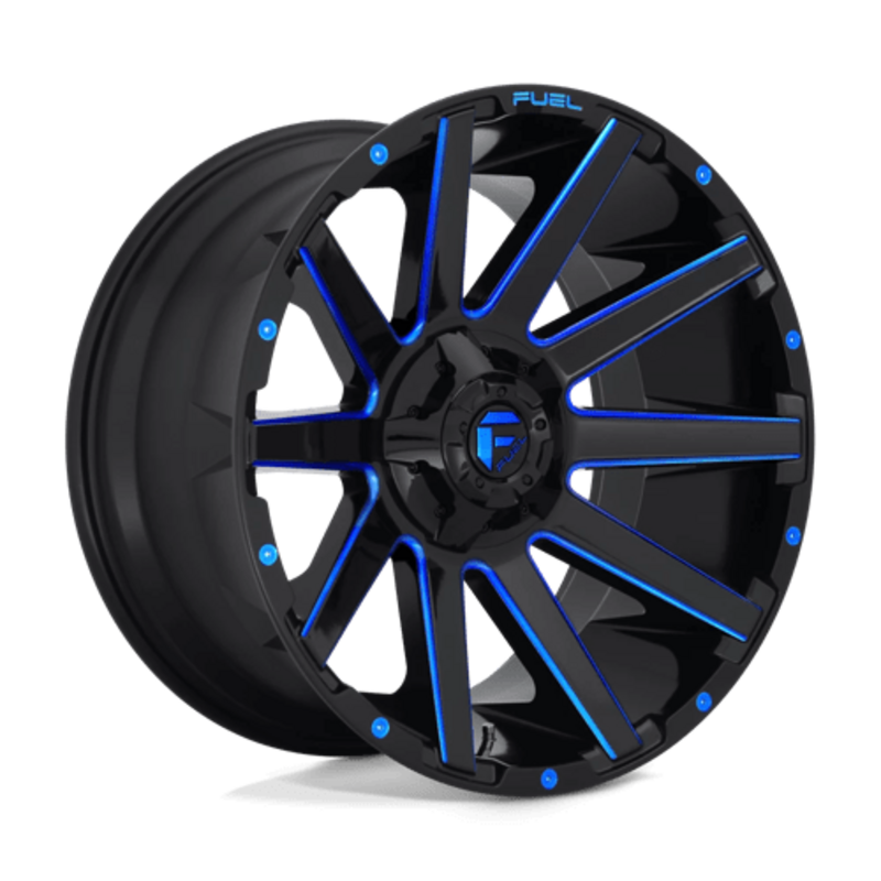 Fuel D644 Contra 20x9 6x135/139.7 ET02, Noir Brillant & Bleu