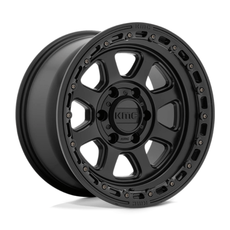 KMC KM548 Chase 17x9" 6x135 ET00, Noir Satiné, Rebord Brillant
