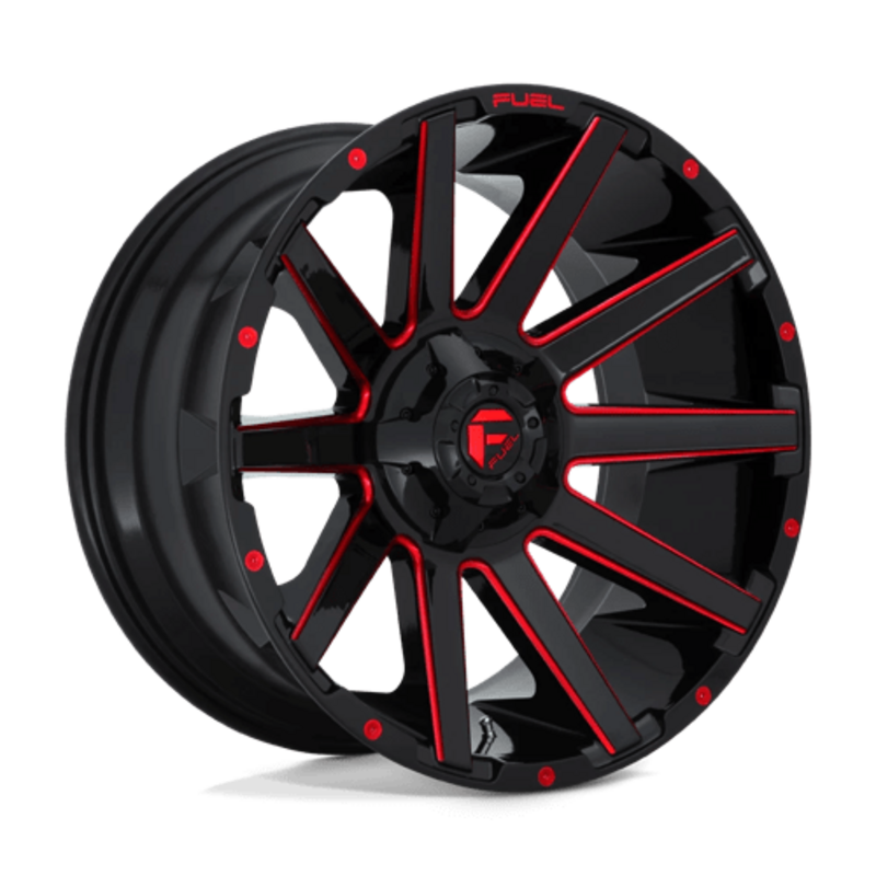 Fuel D643 Contra 20x10" 8x180 ET-18, Noir Brillant & Rouge