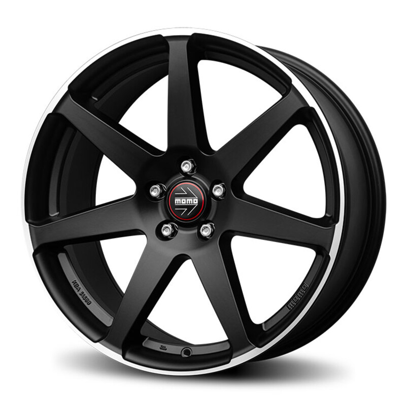 Momo Seven 19x8.5" 5x112 ET42, Noir Mat, Branches Polies