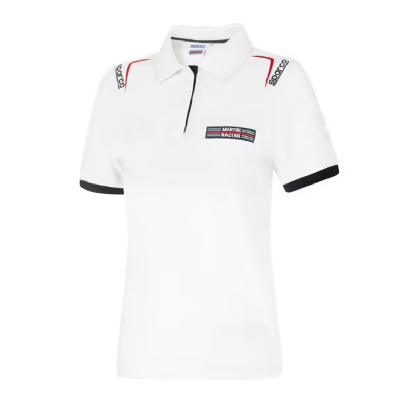 Polo\u0020Brod\u00E9\u0020Sparco\u0020Martini\u0020Racing\u0020Femme\u0020Blanc