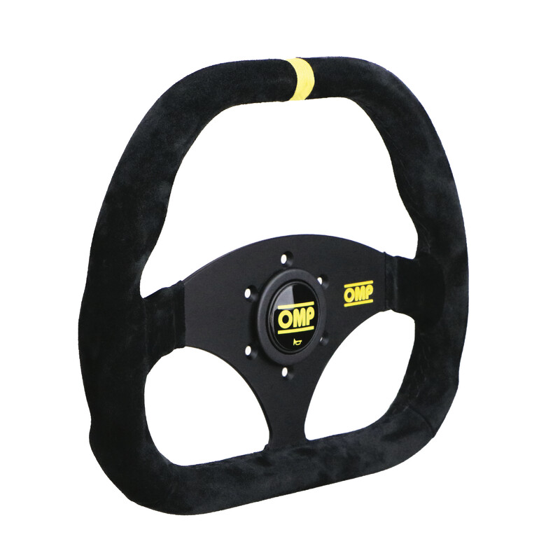 Volant\u0020OMP\u0020Kubic\u0020Plat,\u0020Cuir\u0020Noir\u0020Retourn\u00E9,\u0020Branches\u0020Noires