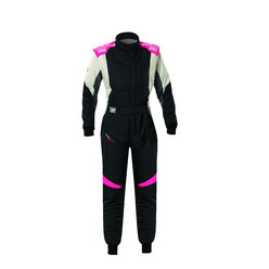 Combinaison OMP First ELLE Noire / Rose Fuchsia (FIA 8856-2018)
