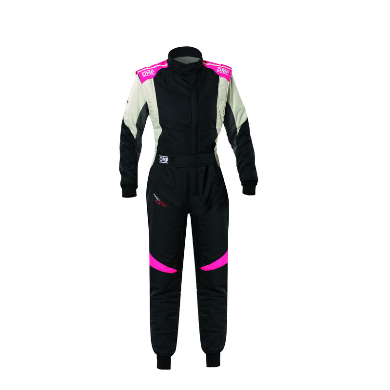 Combinaison OMP First ELLE Noire / Rose Fuchsia (FIA 8856-2018)