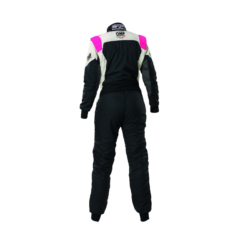 Combinaison OMP First ELLE Noire / Rose Fuchsia (FIA 8856-2018)
