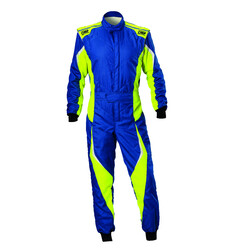 Combinaison OMP Tecnica EVO Bleue Roi / Jaune Fluo (FIA 8856-2018)