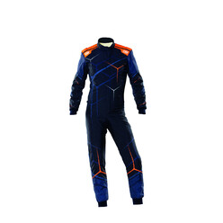 Combinaison OMP ONE ART Bleue Marine / Orange Fluo (FIA 8856-2018)