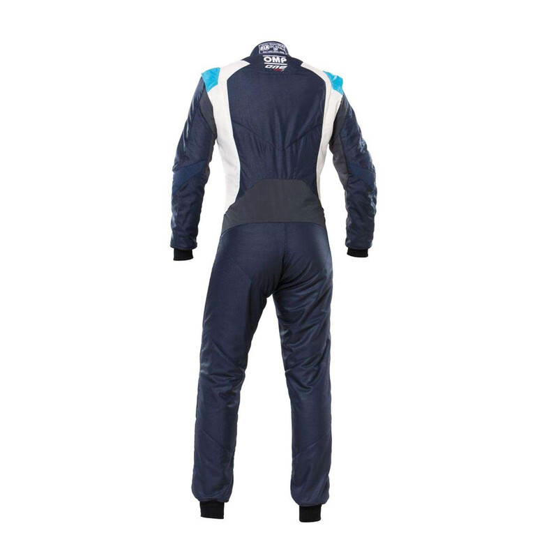 Combinaison OMP ONE EVO X Bleue Marine / Grise / Cyan (FIA 8856-2018)