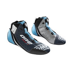 Bottines OMP ONE EVO R - Bleues Marine / Argentées / Bleues Cyan (FIA)