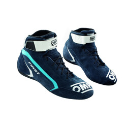 Bottines OMP First - Noires / Blanches / Bleues Cyan (FIA)