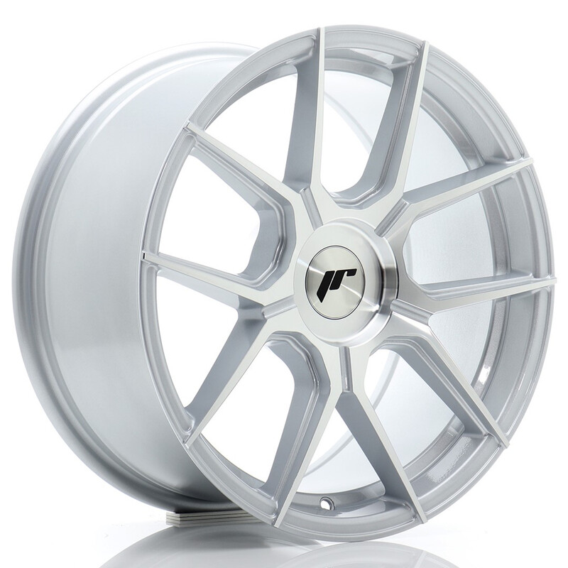 Japan Racing JR-30 17x8" (4 & 5 trous - sur mesure) ET20-40, Gris Argenté Poli
