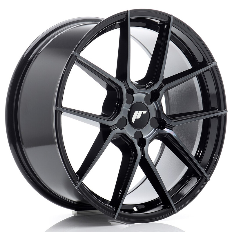 Japan Racing JR-30 19x8.5" (5 trous - sur mesure) ET20-45, Noir Brillant, Face Teintée