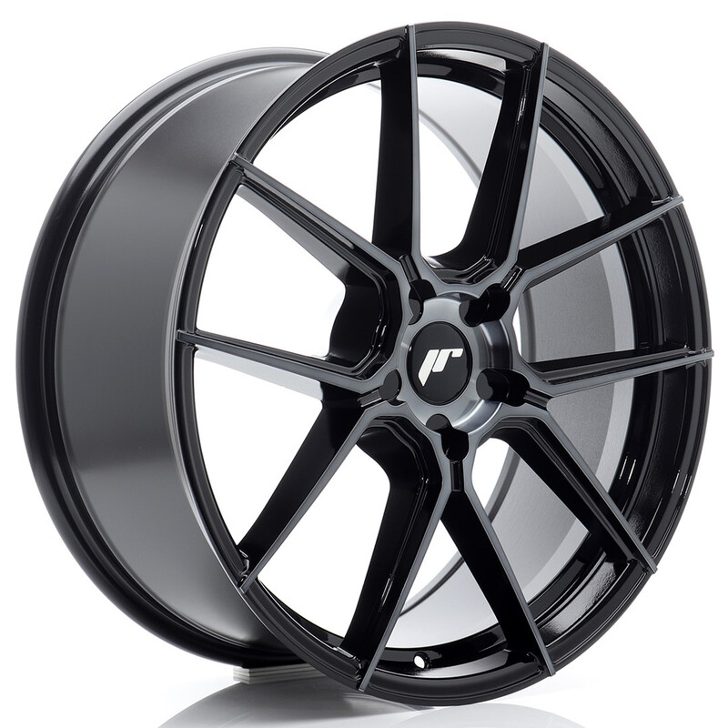 Japan Racing JR-30 20x8.5" (5 trous - sur mesure) ET20-45, Noir Brillant, Face Teintée