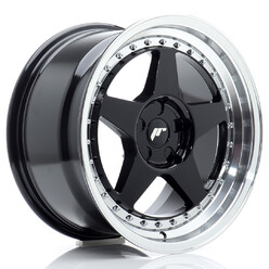 Japan Racing JR-6 17x9" (5 trous - sur mesure) ET20-35, Noir Brillant, Rebord Poli