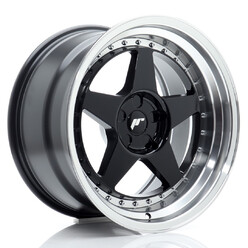 Japan Racing JR-6 18x10.5" (5 trous - sur mesure) ET0-25, Noir Brillant, Rebord Poli