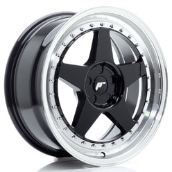 Japan Racing JR-6 18x8" (5 trous - sur mesure) ET20-35, Noir Brillant, Rebord Poli