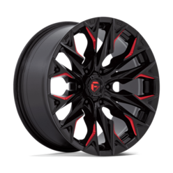 Fuel D823 Flame 20x9" 6x139.7 ET1, Noir Brillant Poli, Rouge Candy