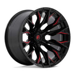 Fuel D823 Flame 22x12" 6x139.7 ET-44, Noir Brillant Poli, Rouge Candy