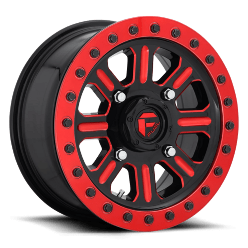 Fuel D911 Hardline Beadlock 15x10" 4x156 ET25, Noir Brillant & Rouge