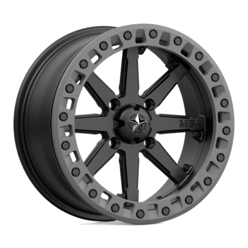 MSA Offroad Wheels M31 Lok2 Beadlock 14x7" 4x156 ET00, Noir Satiné, Anneau Gris Mat