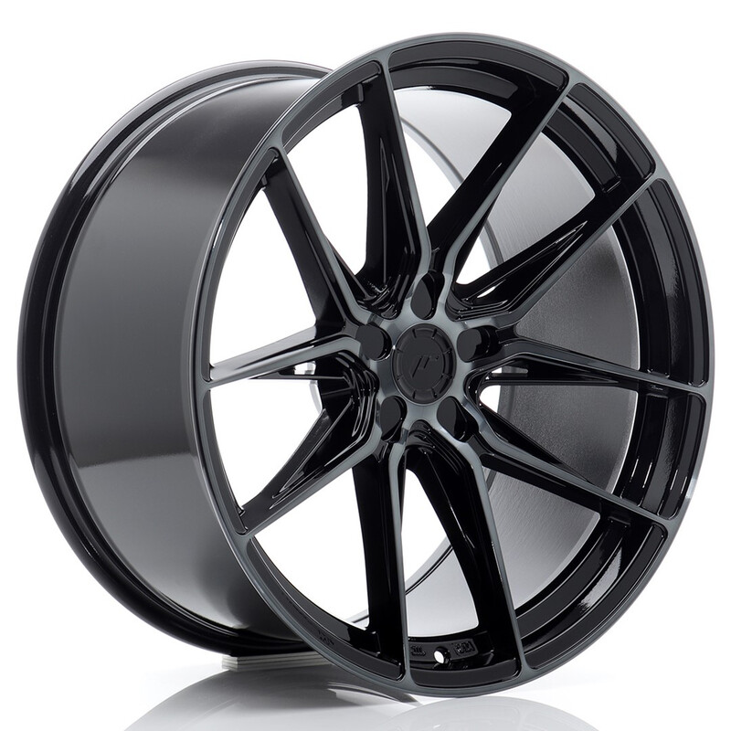 Japan Racing JR-44 20x10" (5 trous - sur mesure) ET15-35, Noir Brillant, Branches Teintées