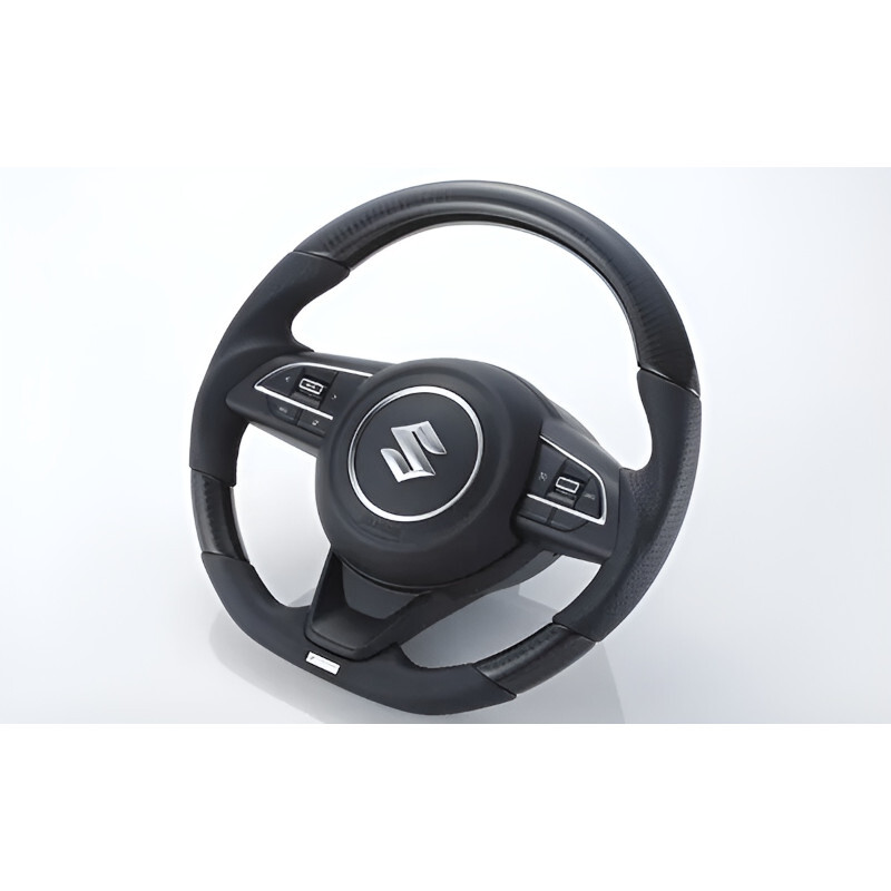 Volant GReddy Carbone Noir avec Coutures Rouges pour Suzuki Swift Sport ZC33S