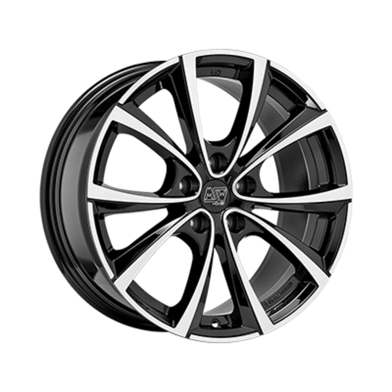 MSW 27T 20x9.5" 5x114.3 ET45, Noir Brillant, Branches Polies