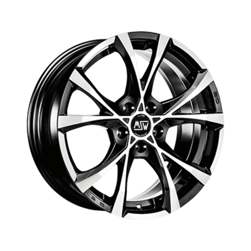 MSW Cross Over 17x7.5" 5x115 ET40, Noir Brillant, Branches Polies