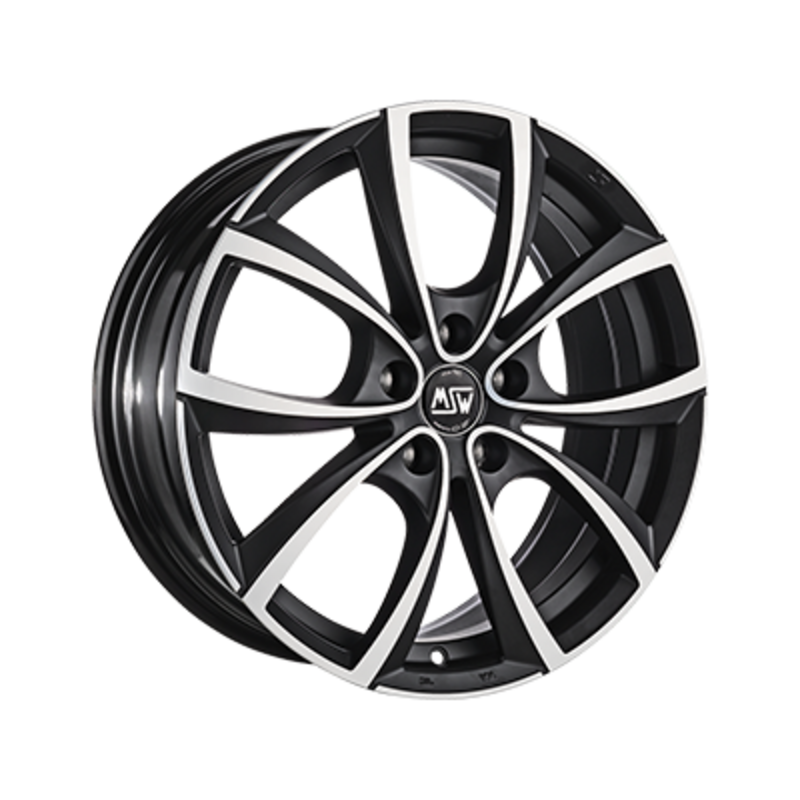 MSW 27 17x7.5" 5x114.3 ET45, Noir Brillant, Branches Polies