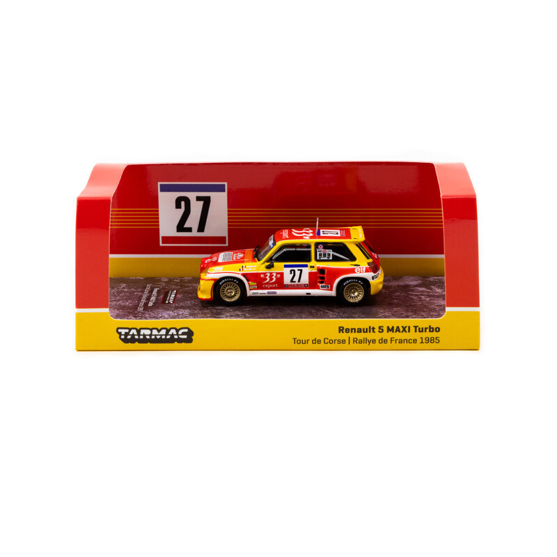 Tarmac Works 1/64 - Renault 5 MAXI Turbo | Tour de Corse - Rallye de France 1985 | Didier Auriol & Bernard Occelli