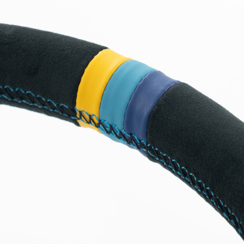 Volant GReddy "Standard Type" Tulipé (47 mm), Cuir Noir Retourné, Branches Noires - 340 mm